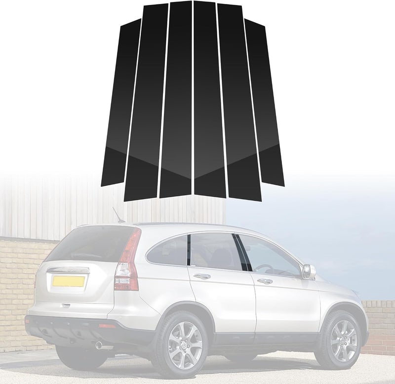 BASIKER Fit for 2007 to 2011 Hond.a CR-V Pillar Post Trim Kit, Door Window B Pillar Glossy Black Cover, Strong Toughness PC Material, Door Pillar Moldings Stickers Set - Image 1